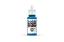 A 17ml bottle of Vallejo Model Color Fluorescent Blue acrylic paint, featuring a white dropper cap and a label with the product name and code 70.736.