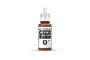 A 17ml bottle of Vallejo Model Color Red Leather acrylic paint, featuring a white dropper cap and a label with the product name and code 70.818.