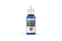 A 17ml bottle of Vallejo Model Color Ultramarine acrylic paint, featuring a blue cap and white label with black text.