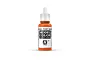 A 17ml bottle of Vallejo Model Color Bright Orange acrylic paint, featuring a white dropper cap and a label with the product name and code 70.851.