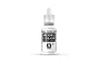 A 17ml bottle of Vallejo Model Color White acrylic paint with a white dropper cap, standing upright against a plain white background.