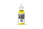 A 17ml bottle of Vallejo Model Color Deep Yellow acrylic paint with a white dropper cap, centered against a plain white background.