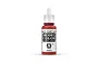 A 17ml bottle of Vallejo Model Color Flat Red acrylic paint with a white dropper cap, centered against a plain white background.