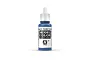 A 17ml bottle of Vallejo Model Color Flat Blue acrylic paint, featuring a white dropper cap and a label with the Vallejo logo and product number 70.962.