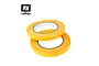 Two rolls of yellow Vallejo precision masking tape stacked on a white background with the Vallejo logo above.