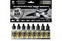 Vallejo Model Air USAF WWII to Present Aggressor Squadron Part II paint set featuring 8 acrylic paint bottles and a display card with a fighter jet image.