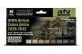 Vallejo Model Air WWII British Colors Africa 1939-1943 paint set box featuring eight 17ml acrylic paint bottles and a historical military vehicle graphic.