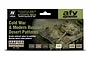 Vallejo Model Air Cold War & Modern Russian Desert Patterns paint set box featuring a model tank and eight paint bottles.