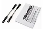 Two Traxxas 96mm turnbuckles with black plastic rod ends and metal shafts, shown alongside an instruction manual on a white background.
