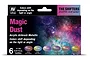 Vallejo Magic Dust Eccentric Colorshift paint set packaging featuring a galaxy background and six color swatches.