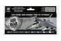 Vallejo Model Air USAF Colors Gray Schemes paint set box featuring an F-16 fighter jet image and eight paint bottle icons.
