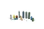 A collection of various miniature gas bottles and cylinders in different colours and sizes for 1/35 scale diorama model building.