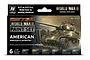 Vallejo Model Colour WWII American Armour & Infantry paint set box featuring an illustration of a Sherman tank.