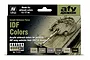 Vallejo Model Air IDF Colours paint set box featuring an Israeli Merkava tank illustration and six 17ml paint bottles.