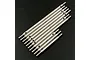 A set of eight stainless steel RC suspension linkage rods for a TRX-4, arranged diagonally on a black background.