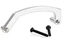 A silver aluminium Rovan flywheel cover engine brace for an RC Baja vehicle, shown with two black countersunk screws on a white background.