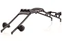 A black plastic roll cage assembly for an RC car, featuring an integrated LED light mount bar and two circular light housing covers.