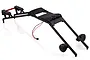 A black Rovan roll bar set for an RC Baja vehicle, featuring integrated LED light housings and a red support brace, isolated on a white background.