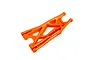 A single bright orange heavy-duty lower suspension arm for a Traxxas X-Maxx RC truck, shown against a white background.