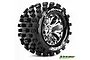A single Louise MT-Rock RC monster truck tyre mounted on a chrome spoke rim against a white background.