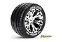 A single Louise ST-Rocket RC stadium truck tyre mounted on a chrome-finished multi-spoke wheel against a white background.