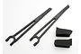 Traxxas battery hold down bars and foam spacers for RC vehicles.