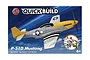 Airfix Quickbuild P-51D Mustang model kit packaging showing a completed grey and yellow fighter plane against a blue sky background.