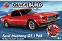 Airfix Quickbuild 1968 Ford Mustang GT model kit packaging showing a red Mustang on a blue background with a small inset of the unassembled parts.