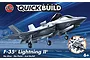 Airfix Quickbuild F-35B Lightning II model kit packaging showing the assembled jet and exploded view components against a blue sky background.