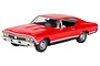 A red 1968 Chevrolet Chevelle SS 396 scale model car, viewed from a front three-quarter angle against a white background.