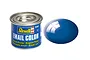 A 14ml tin of Revell Gloss Blue enamel paint next to a glossy blue paint swatch.