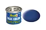A 14ml tin of Revell matte blue enamel paint next to a blue paint swatch.