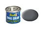 A 14ml tin of Revell Email Color matte gunship grey enamel paint, shown with a grey paint swatch next to it.