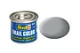 A 14ml tin of Revell Email Color matte light grey enamel paint next to a grey paint swatch.