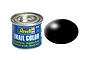 A 14ml tin of Revell Email Color enamel paint in silk black, shown next to a black color swatch.