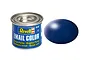 A 14ml tin of Revell Silk Dark Blue enamel paint next to a dark blue paint swatch.