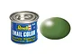 A 14ml tin of Revell Silk Green enamel paint next to a green paint swatch.