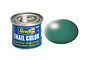 A 14ml tin of Revell Email Color enamel paint in Silk Patina Green, shown with a green paint swatch.