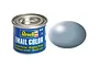 A 14ml tin of Revell Silk Grey enamel paint next to a grey paint swatch.