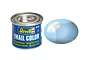 A 14ml tin of Revell Email Color enamel paint in clear blue, shown next to a blue paint swatch.