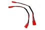 Two Yeah Racing Y-harness cables with red JST connectors against a white background.