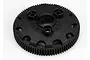 A black Traxxas 90T 48dp spur gear for RC vehicles, shown from an angled top-down perspective against a white background.