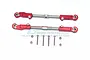 GPM Racing red aluminium and stainless steel adjustable rear upper suspension arms for ARRMA RC cars.