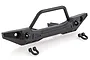 A black plastic RC front bumper with a bull bar and two separate D-ring shackle attachments on a white background.