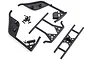 HSP Boxer Pro roll bar and spare tyre mount set including black plastic frame components and small mounting screws on a white background.