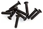 A small pile of black metal countersunk screws with Phillips heads, suitable for RC car assembly.