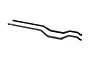 Two long black steel chassis rails for a Traxxas TRX-6 RC vehicle, shown from a high-angle perspective against a white background.