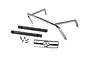 Traxxas TRX-6 Mercedes-Benz G 63 AMG chrome roll bar, grille, and mounting hardware on a white background.