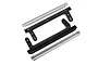 Traxxas TRX-4 and TRX-6 Mercedes-Benz rock slider set including two black plastic mounting brackets and two silver metal trim pieces.