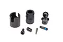 Traxxas TRX-6 transmission or differential output CV drive set components including metal cups, a ball joint, pins, and screws on a white background.